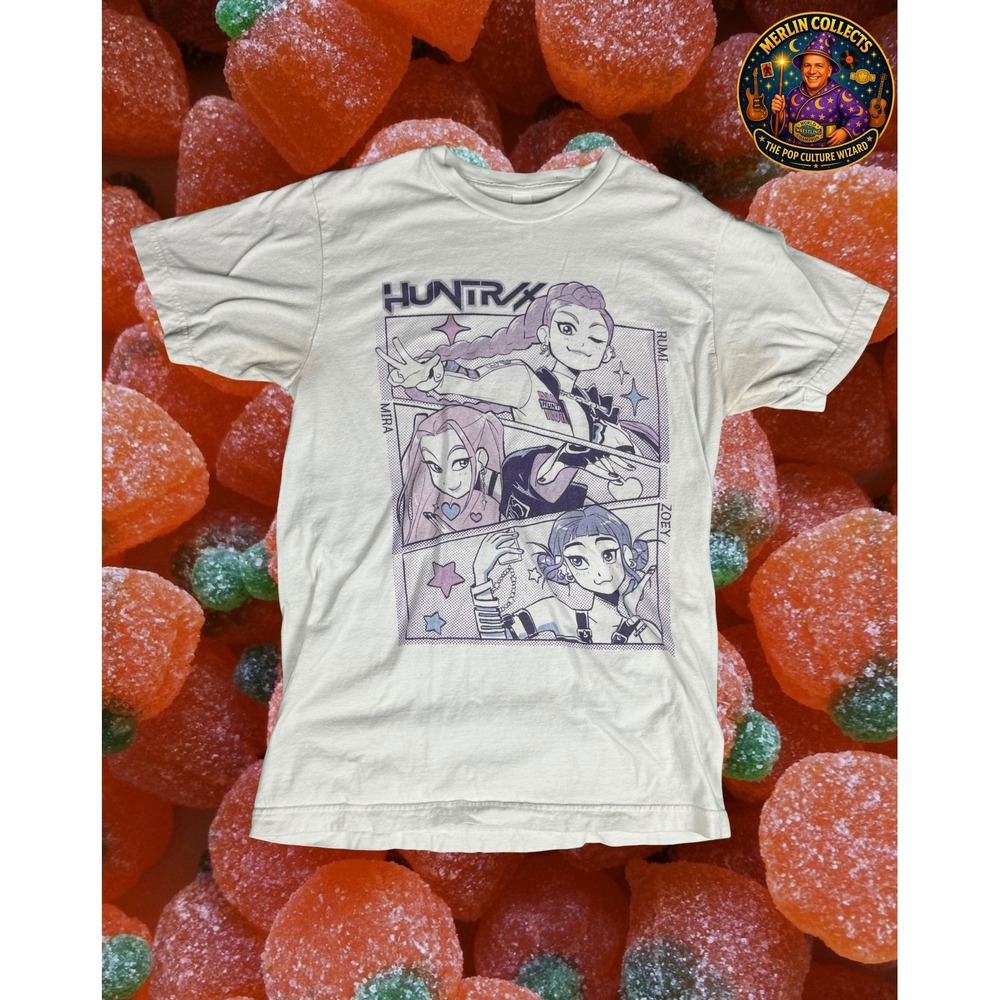 Netflix KPop Demon Hunters HUNTRX Graphic Tee Rumi Mira Zoey White Shirt Mens M